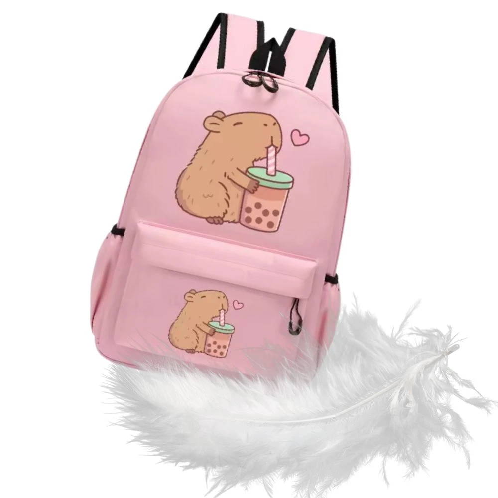 Sac à Dos École Enfant Capybara Kawaii - Grand Capacité Imperméable, Bandes Réfléchissantes, Trousse Incluse - Pour Garçons Et Filles